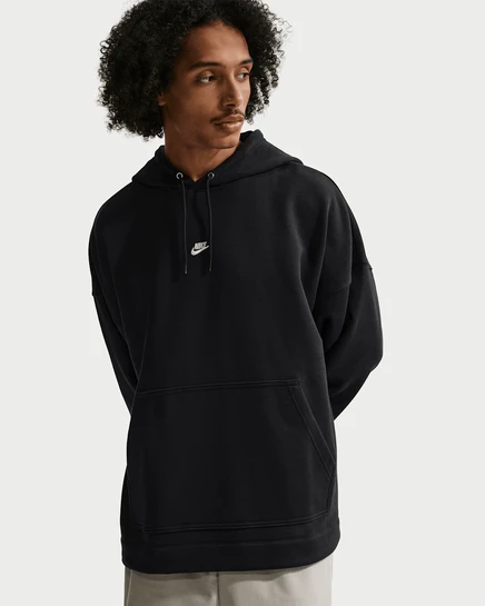Мужское худи Nike Sportswear Club оверсайз из френч терри, черное/белое