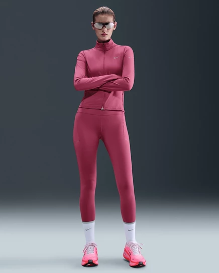Женские леггинсы Nike Swift 7/8 с карманами, бордовые