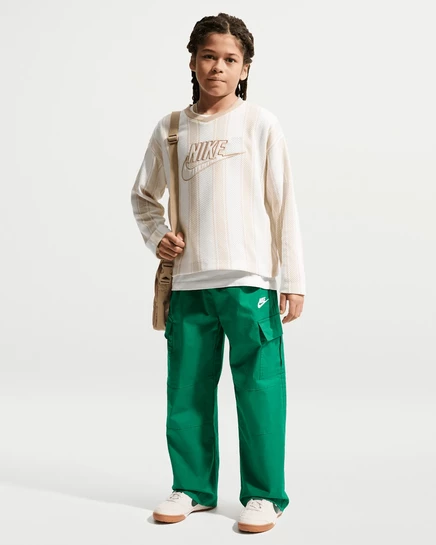 Брюки для детей Nike Sportswear Club карго, малахитово-белые