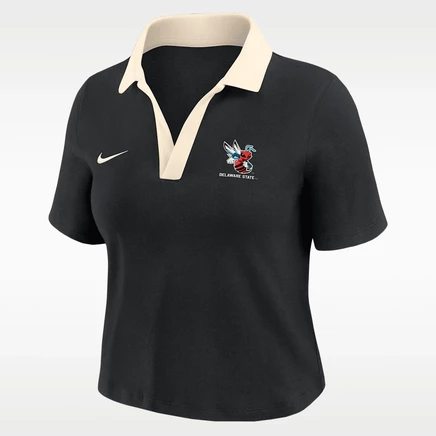 Женский кроп-поло Nike College Delaware State, черный