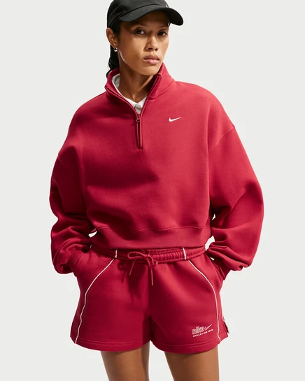 Женский топ Nike Studio Fleece, красный/бежевый