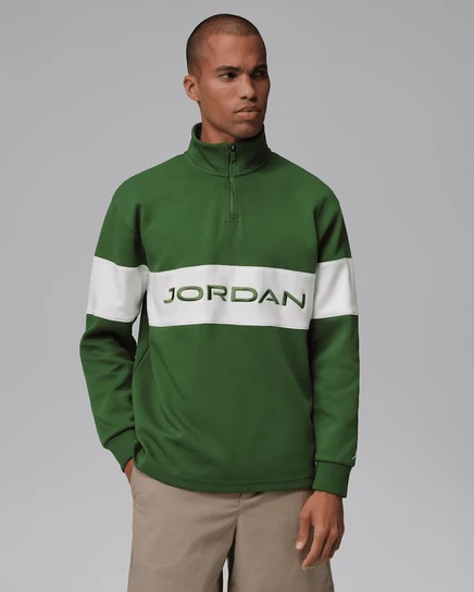Мужской гольф-топ Jordan Dri-FIT с молнией, зеленый/молочный