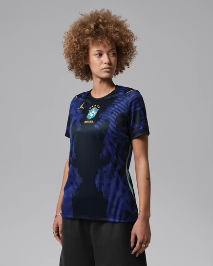 Женская майка Nike Brazil 2026, темно-синяя/черная