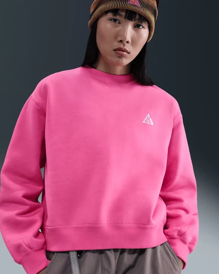 Женский свитшот ACG Tuff Fleece Therma-FIT, розово-белый