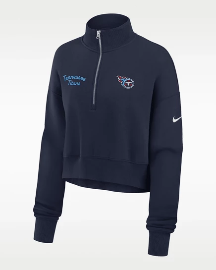 Женский укороченный свитшот Nike Titans 1/4‑zip, темно-синий