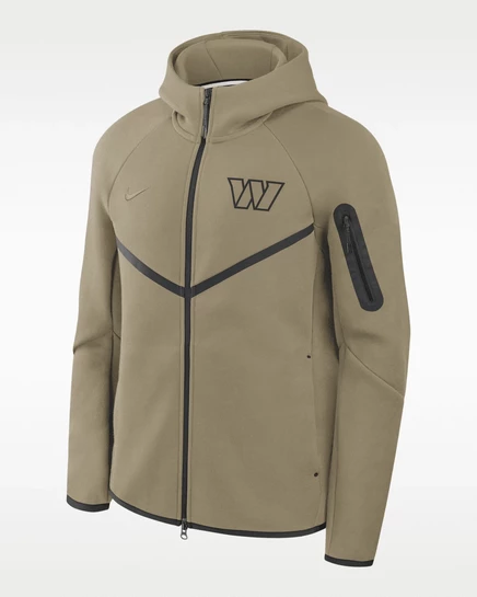 Мужская куртка Nike Windrunner Tech Fleece Washington Commanders, оливково-черная