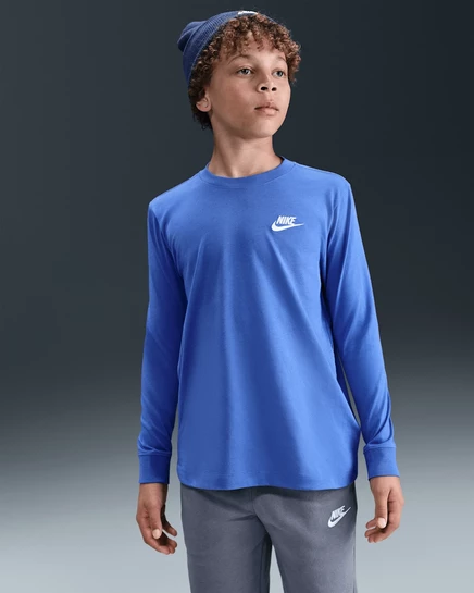 Детская футболка Nike Sportswear с длинным рукавом, синяя