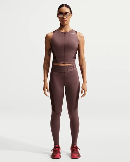 Женские 7/8 леггинсы Nike Pro Sculpt, бордово‑белые
