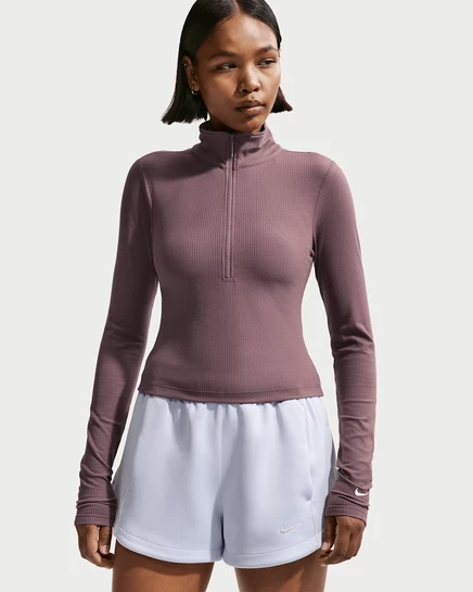 Женский вязаный топ Nike Sportswear Chill Knit с молнией 1/4, темно-синий/белый