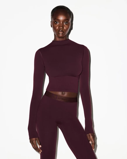 Женский кроп-топ NikeSKIMS Vintage Seamless с воротником-стойкой, красный