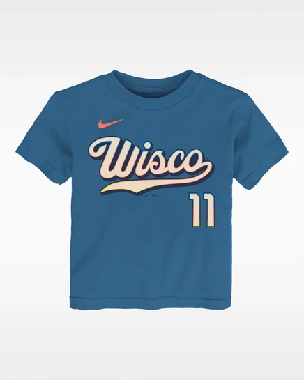 Детская футболка Nike Brewers Jackson Chourio, серо-голубая