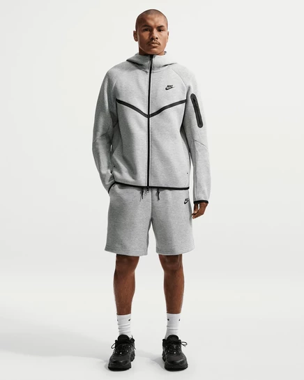 Мужские шорты Nike Tech флисовые, темно-серый меланж/черный