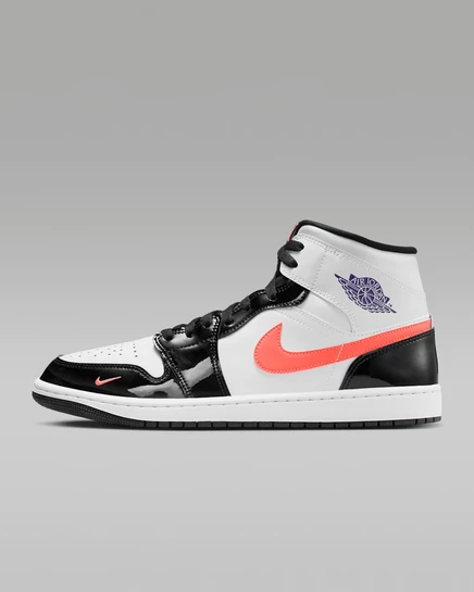 Унисекс кроссовки Jordan Air Jordan 1 Mid SE, черно-белые/фиолетовые/оранжевые