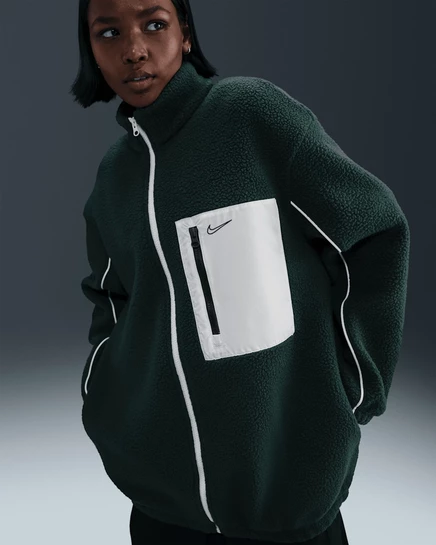 Женская флисовая куртка Nike Sportswear Full-Zip, зеленая/белая