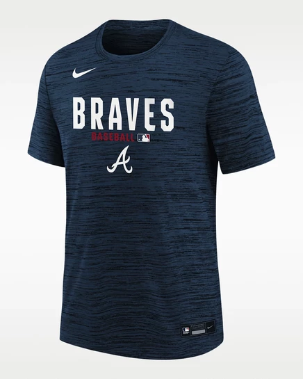 Мальчиковая футболка Nike Atlanta Braves Velocity Dri-FIT, темно-синяя