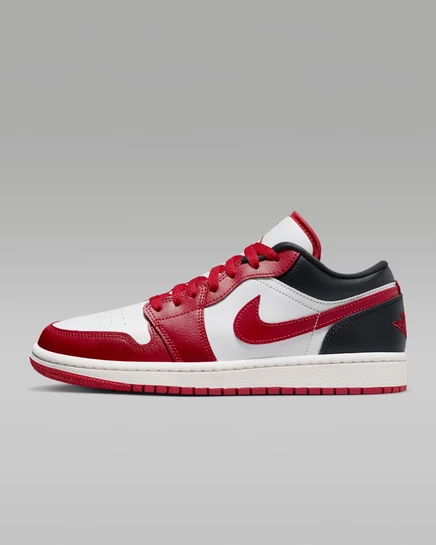 Женские кроссовки Jordan 1 Low, бело-черно-красные