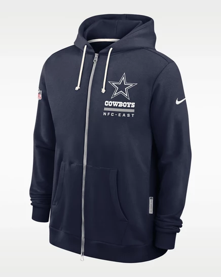 Мужское худи на молнии Nike Dallas Cowboys Utility Player Sideline Dri-FIT, темно-синее