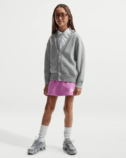 Детская юбка Nike Sportswear Club френч-терри, светло-магентовая и белая