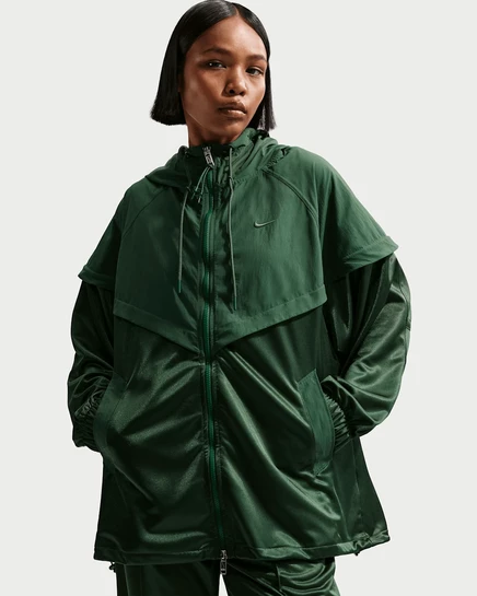 Женская ветровка Nike Windrunner оверсайз, темно-зеленая