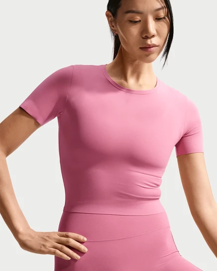 Женский топ Nike Zenvy Dri-FIT с коротким рукавом, пионовый