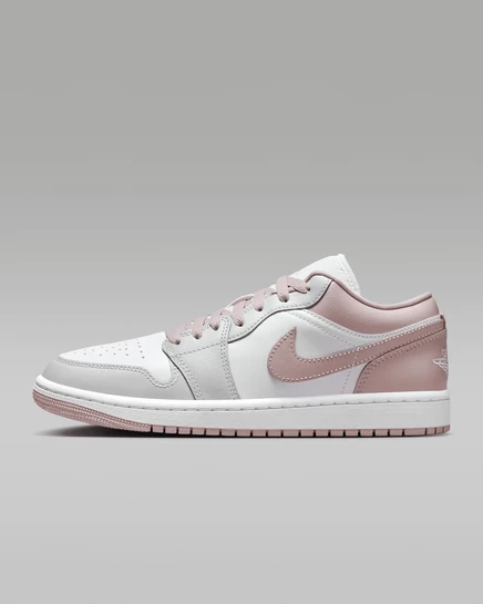 Женские кроссовки Air Jordan 1 Low, розово-бело-серые