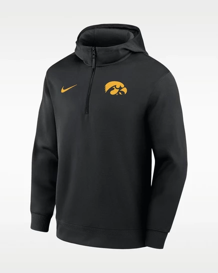 Мужское худи Nike Iowa Coaches, молния 1/4, черное