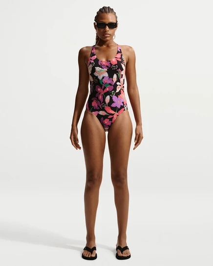 Женский купальник Nike Swim, черный/белый