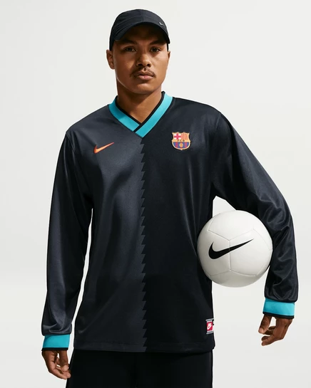Мужская форма Nike FC Barcelona, черно-зелено-золотая