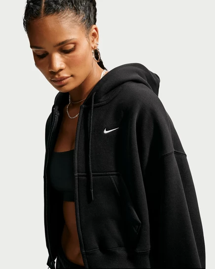 Женское худи Nike Studio Fleece, черный/кремовый