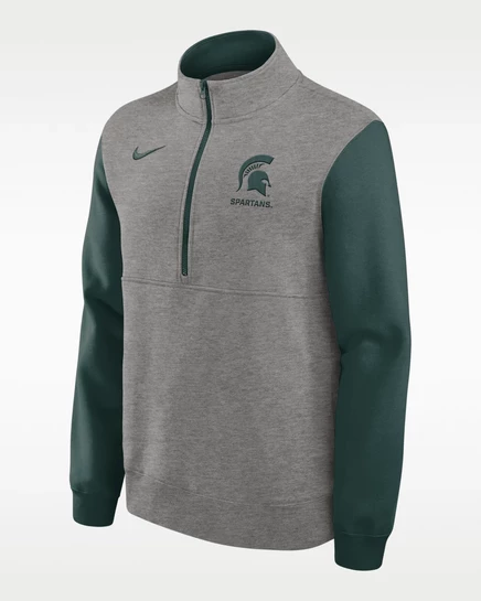 Мужской свитшот Nike Michigan State 1/2-zip, серый меланж