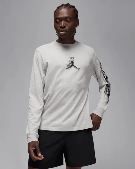 Мужской лонгслив Jordan Sport Dri-FIT, серый меланж/черный