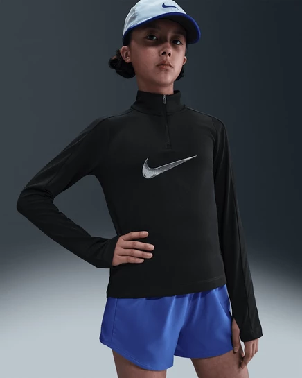 Детская кофта Nike Pro Dri-FIT 1/4-zip, черная/светло-серая