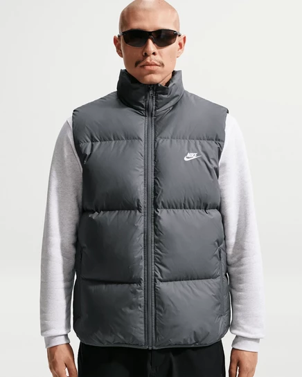 Мужской пуховый жилет Nike Therma-FIT, стальной серый/белый