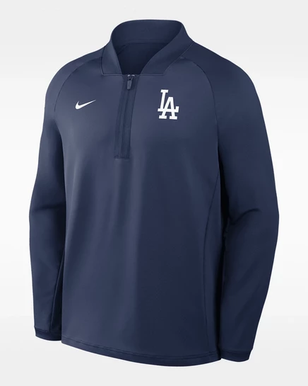 Мужской топ Nike Los Angeles Dodgers Dri-FIT с полу-молнией, темно-синий