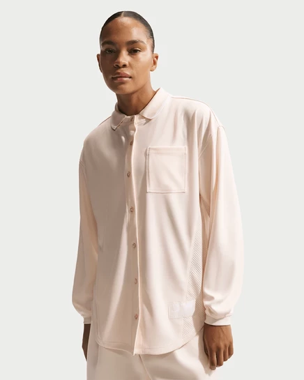 Женская рубашка Nike Sportswear Oversized на пуговицах, молочная