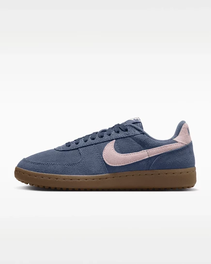 Женские кроссовки Nike Field General сине-голубые, коричневая резиновая подошва и розовая межподошва