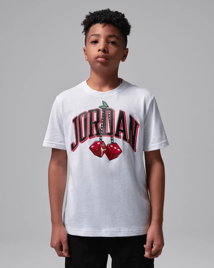 Детская футболка Jordan Air 13 Cherry Dice, белая