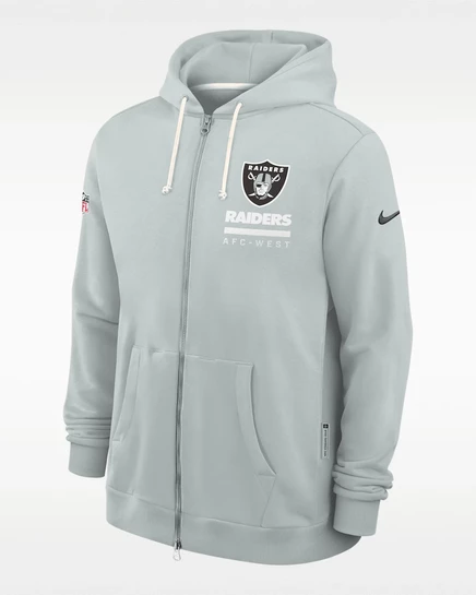Мужская худи на молнии Nike Dri-FIT Las Vegas Raiders Utility, серебристая