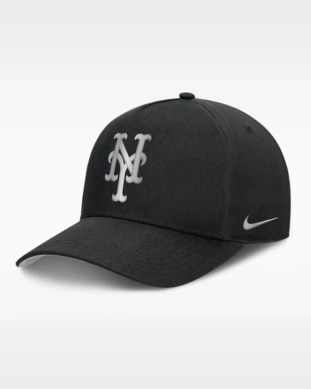 Мужская бейсболка Nike Mets Rise A-Frame, черно-серая