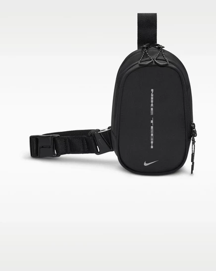 Сумка Nike Commute Tech через плечо 1 л, черная/серебристая