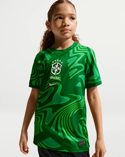 Подростковая футболка Nike Brazil 2026 Home Dri-FIT, зеленая