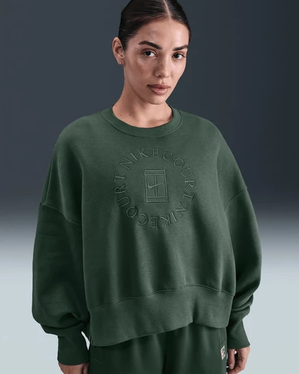 Женский свитшот NikeCourt Phoenix Fleece оверсайз, зеленый