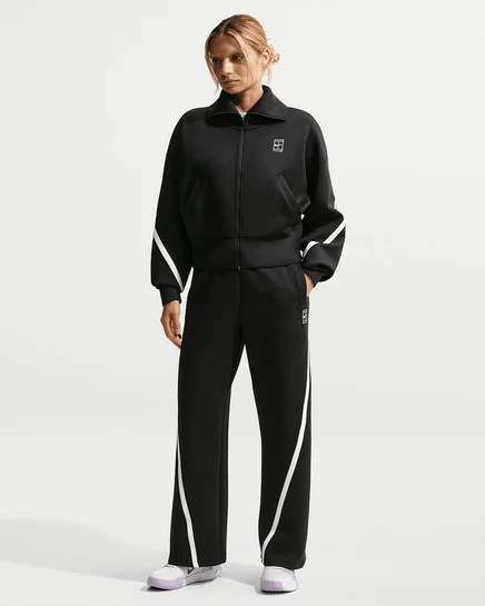 Женские теннисные брюки Nike Advantage Dri-FIT средней посадки, черно-белые