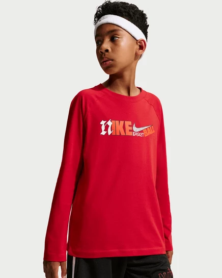 Детская футболка с длинным рукавом Nike, красная
