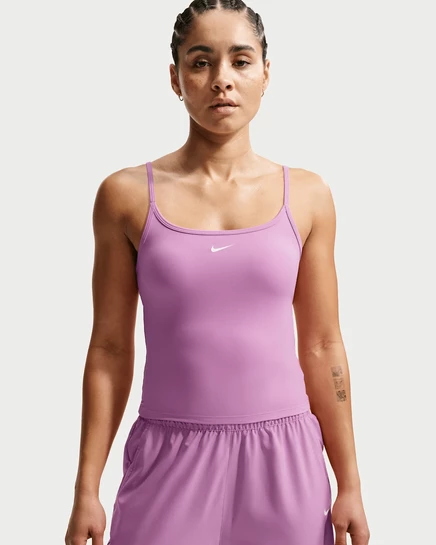 Женская майка Nike One Fitted Dri-FIT, светло-розовая/белая