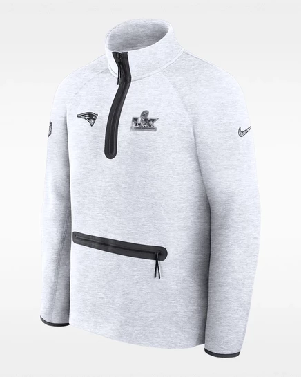 Мужская толстовка Nike Tech Fleece Patriots Super Bowl LX, светло-серый меланж