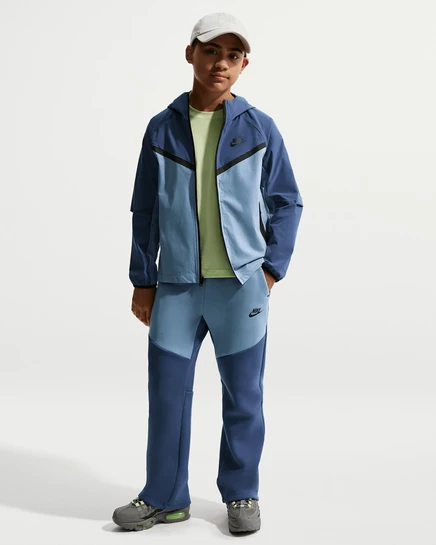 Мальчиковые брюки Nike Tech Fleece с открытым низом, тёмно-синие/синие/чёрные