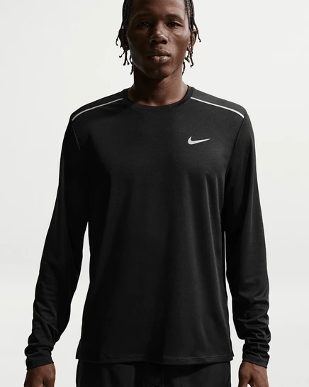 Мужской лонгслив Nike Miler Dri-FIT для бега, чёрный