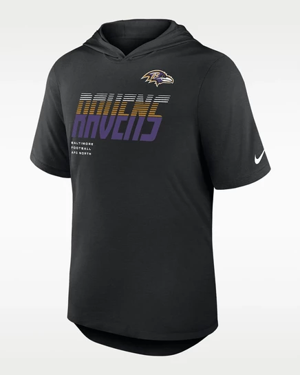 Мужская футболка с капюшоном Nike Ravens Dri-FIT, черная