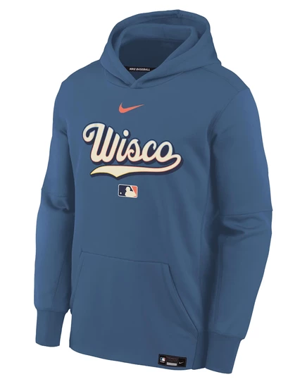 Детская худи Nike Milwaukee Brewers Therma-FIT, темно-синяя